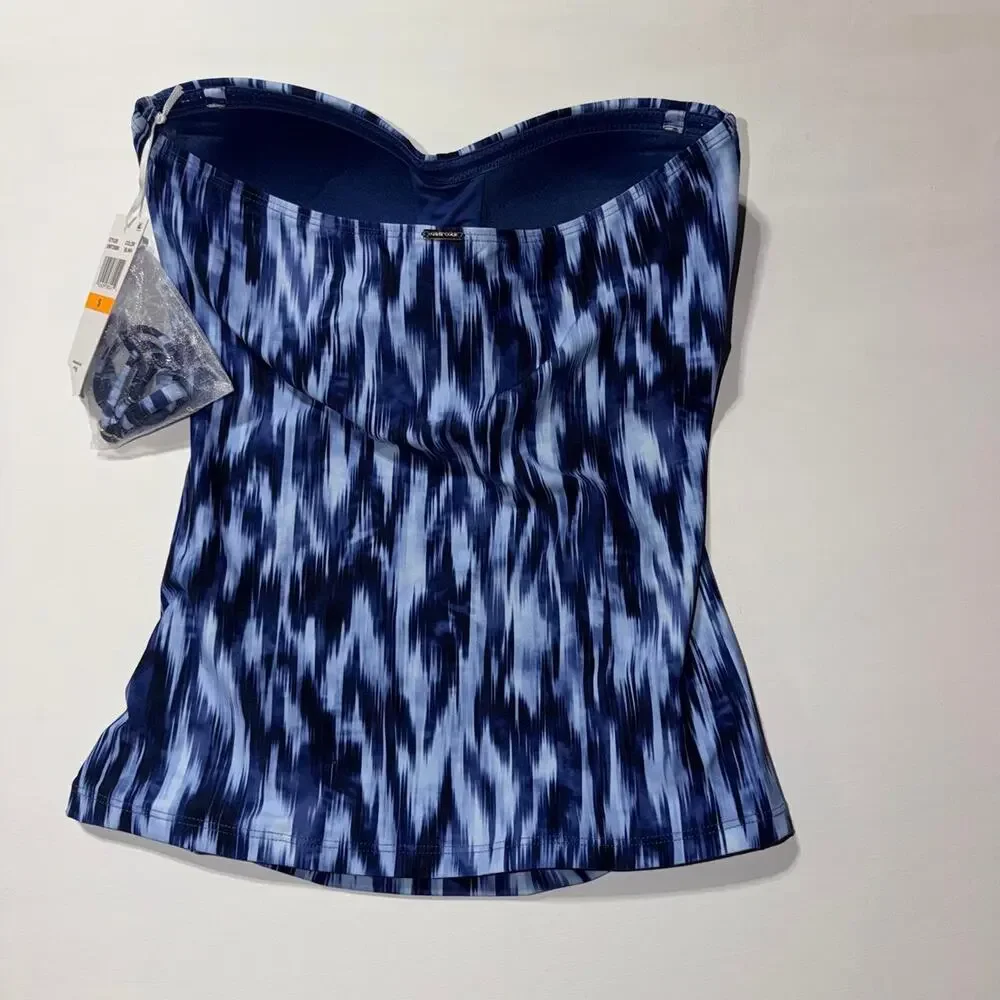 Nwt Anne Cole blue and white tye dye tankini top